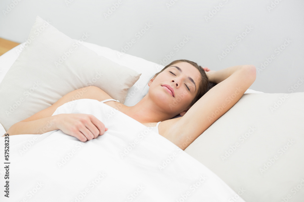 Beautiful woman sleeping in bed with eyes closed Beautiful woman sleeping in bed with eyes closed