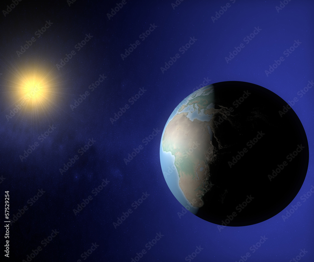 Obraz premium Mondo terra sole globo Europa Africa