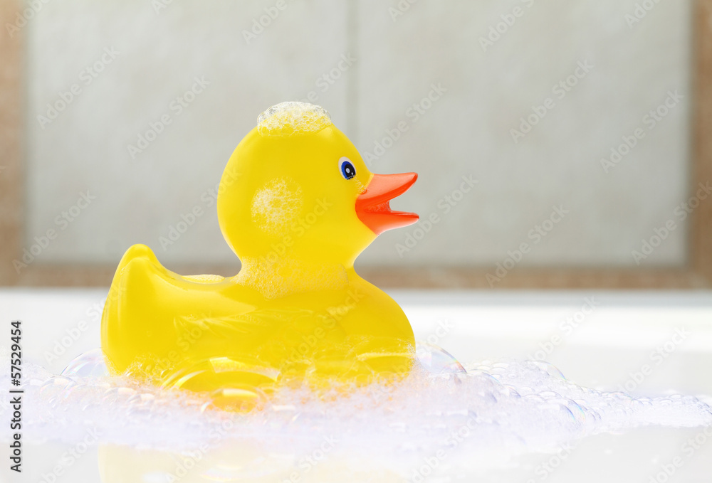 Yellow rubber duck in bath foam Yellow rubber duck in bath foam