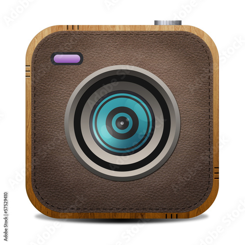 Vintage leather and wood textured  camera