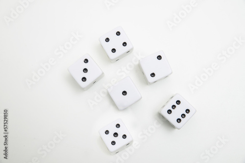 dices on a white background