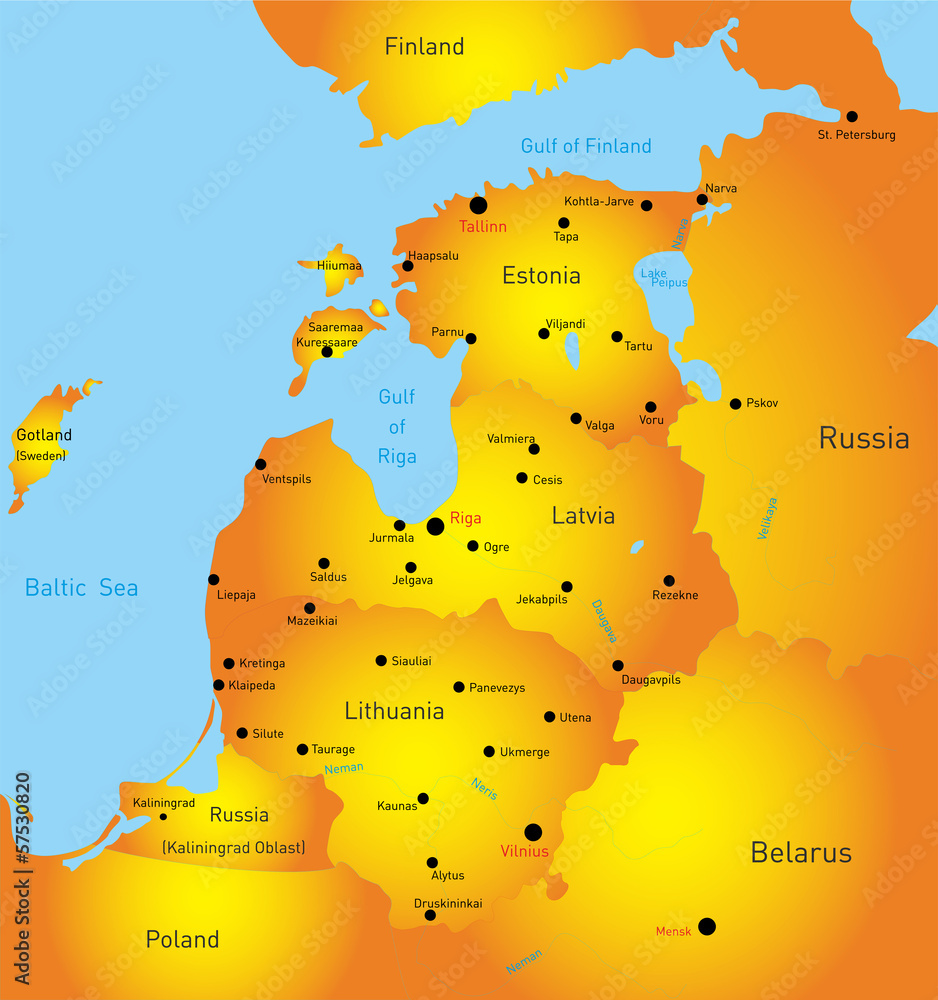 Naklejka premium Baltic region countries