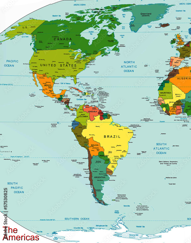 Fototapeta premium Ameryka kontynentalna mapa ziemi