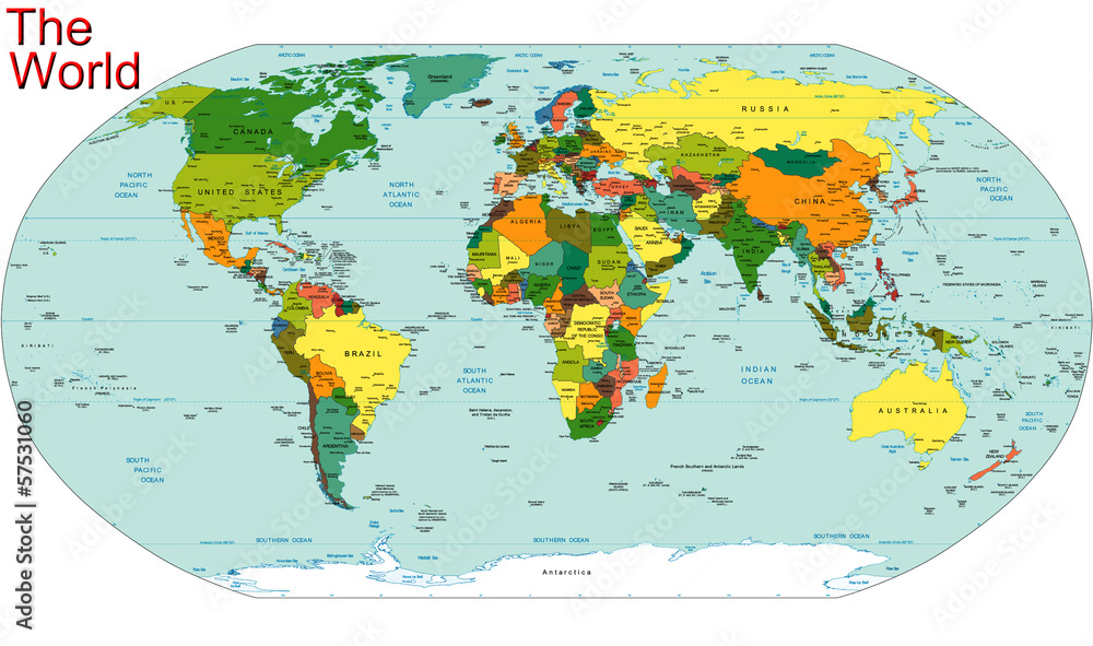 Naklejka Mapa kraju na kontynencie światowym