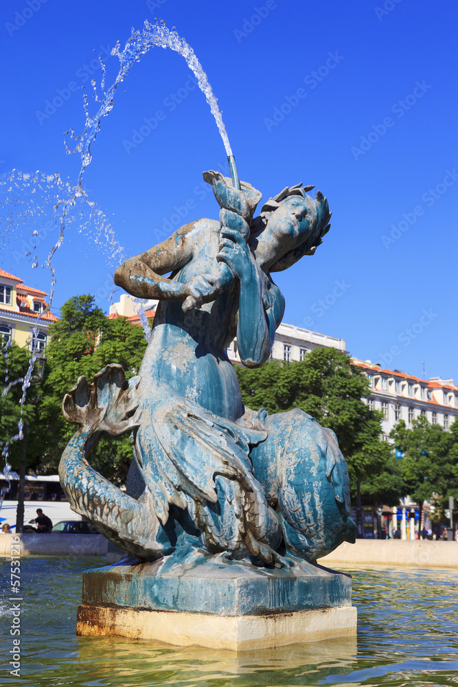 Baroque fountain on rossio square