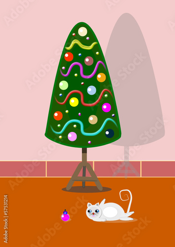 Decoración navideña y gatos