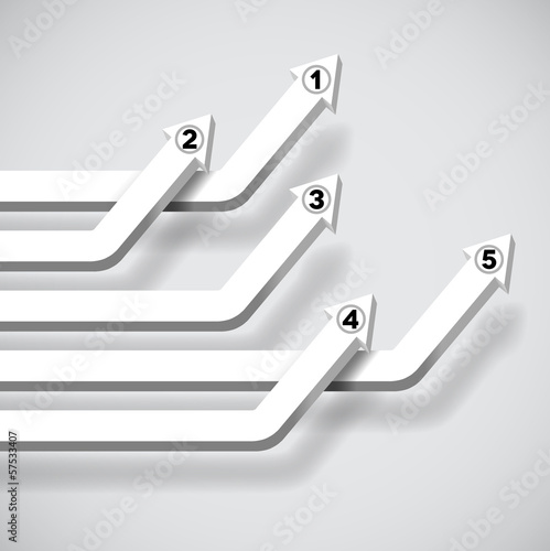 Intersecting white numbered graph arrows