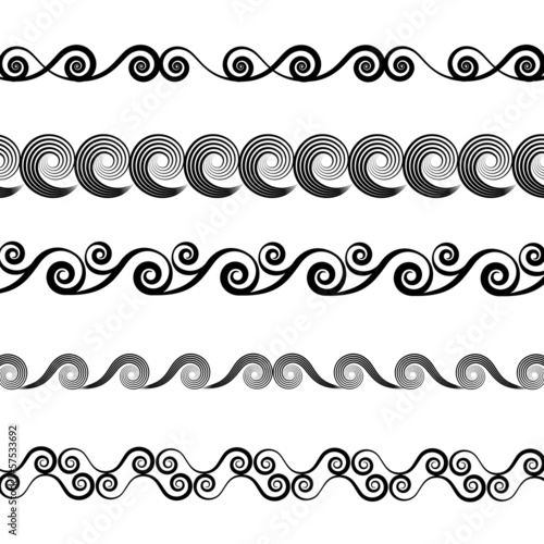 Meander Border Set - Isolated On White Background