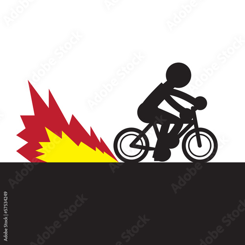 Bike rider silhouette speeding with flame