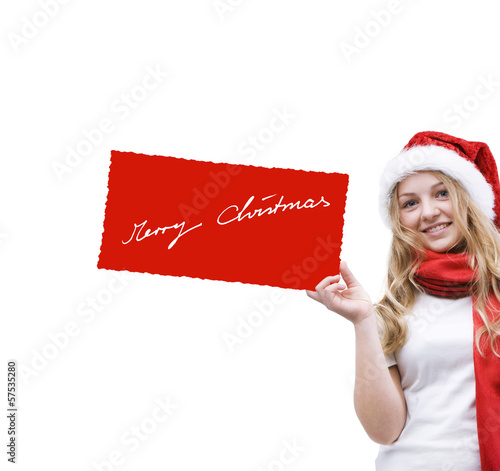 Mädchen mit Weihnachtskarte