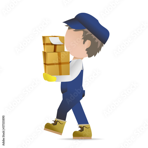 Very Detailed Drawn Transport Worker - Isolated On White