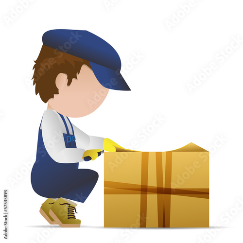 Very Detailed Drawn Transport Worker - Isolated On White