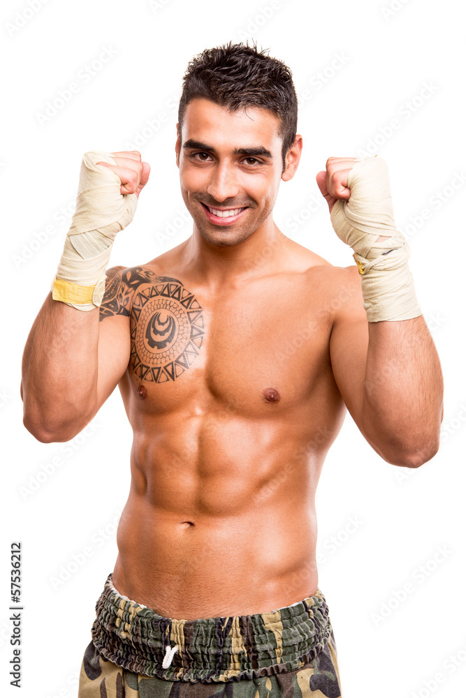 Man showing his great shape during exercise Man showing his great shape during exercise