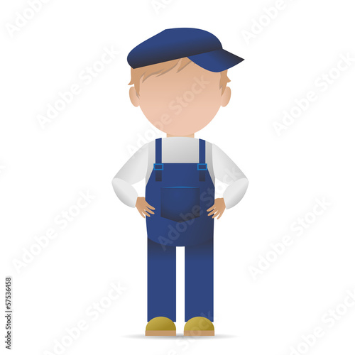 Very Detailed Drawn Transport Worker - Isolated On White