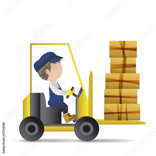 Very Detailed Drawn Transport Worker - Isolated On White