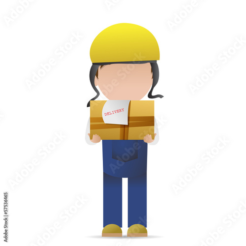 Very Detailed Drawn Transport Worker - Isolated On White