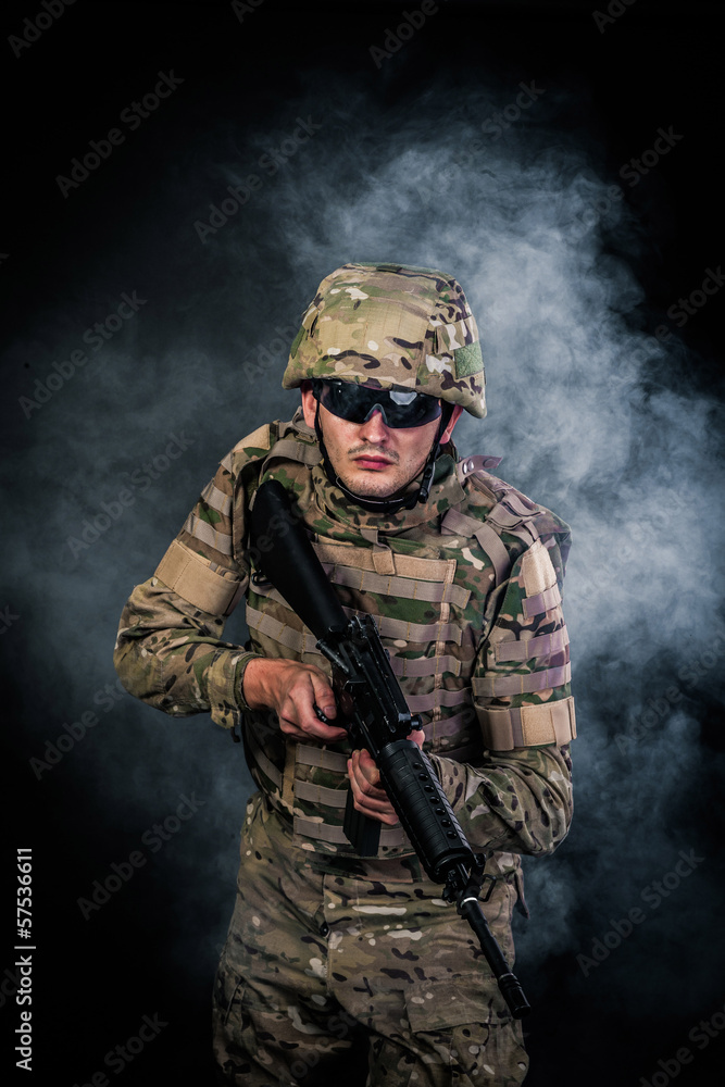 Modern soldier with rifle Modern soldier with rifle
