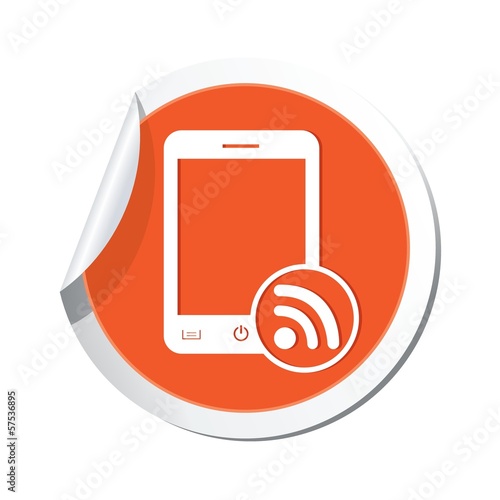 Phone with rss icon. Vector illustration
