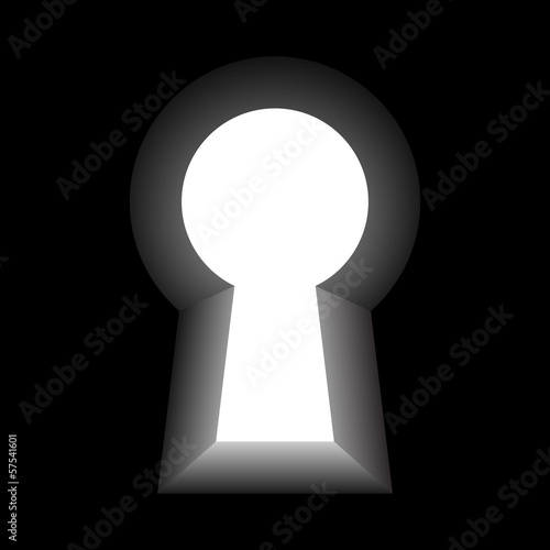Keyhole with light on the other side vector template