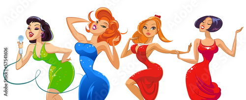 Dancing women on isolated backround