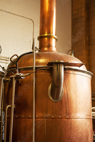 Copper boil kettle in the American brewery