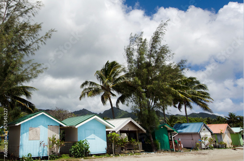 Colorful huts in Rarotonga Cook Islands