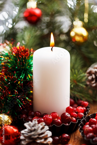 Christmas decorations with a candles