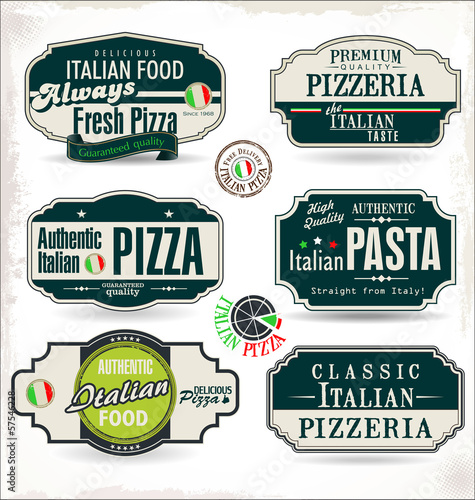 Pizza retro labels