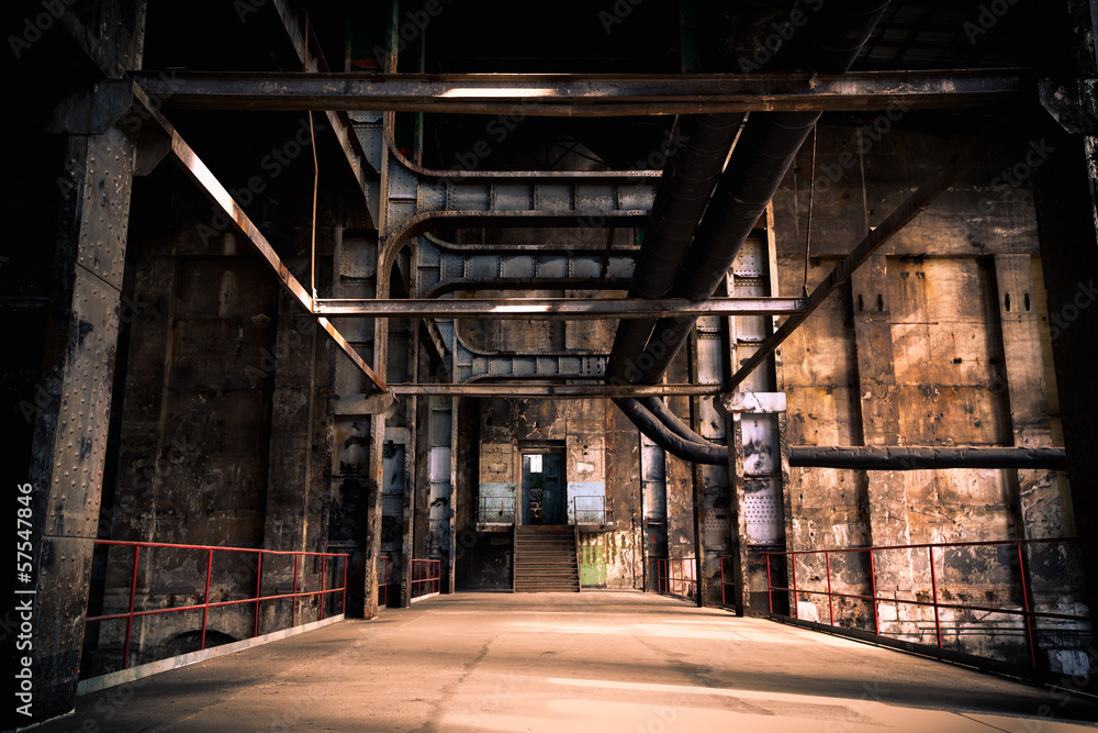abandoned industrial interior - obrazy, fototapety, plakaty 