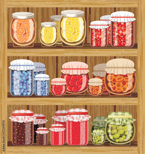 Store shelves with jam