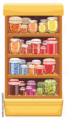 Store shelves with jam