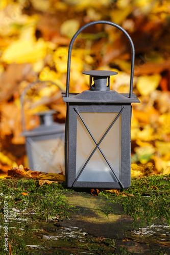 Black lantern in autumn forest © agneskantaruk