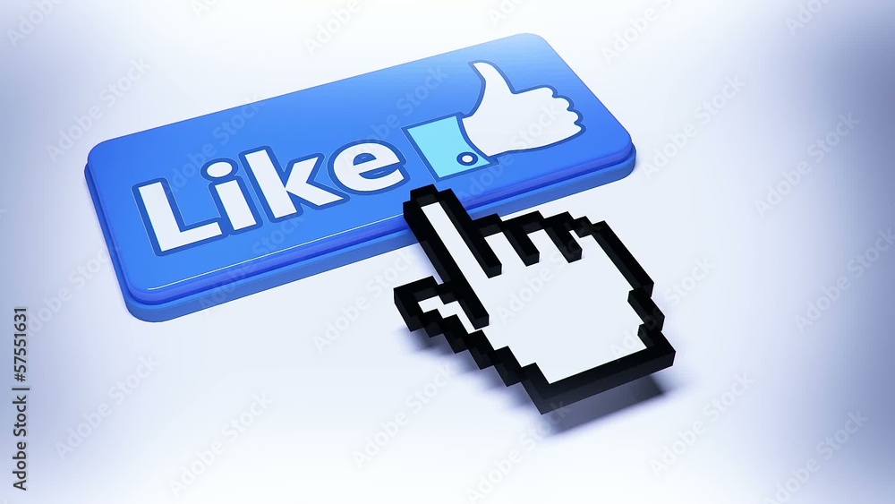 Hand pressing like button on white background Hand pressing like button on white background