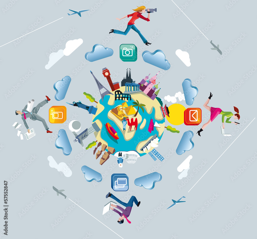 Obraz premium World Globe and Crowdsourcing