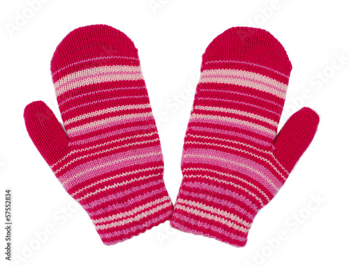 pair of red striped mittens