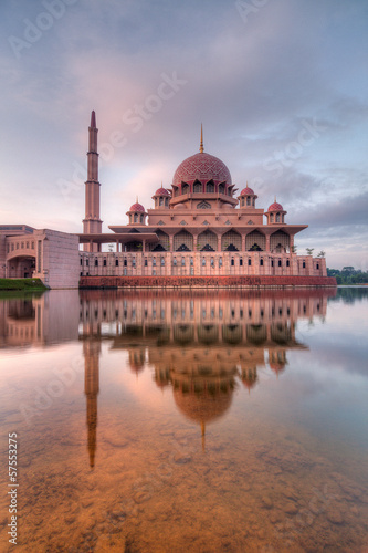 Reflection of the mosque in the morning