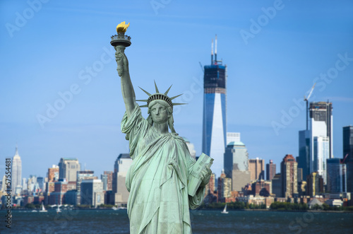 New York City Skyline and The Statue of Liberty © surangaw