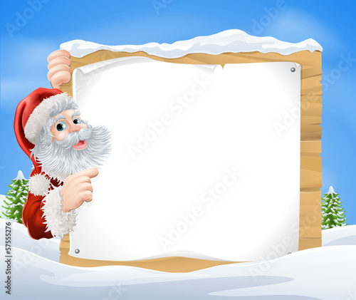 Snow scene Christmas Santa Sign