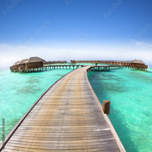 beautiful water villa on the sea. maldives