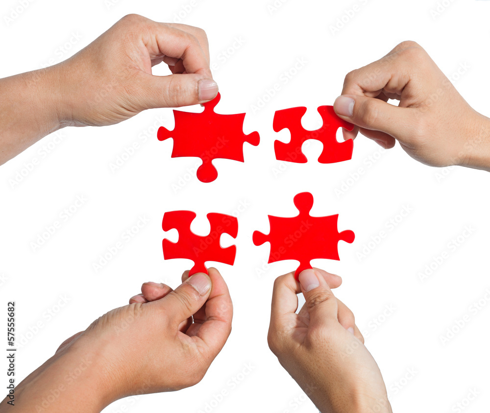 Hands and puzzle