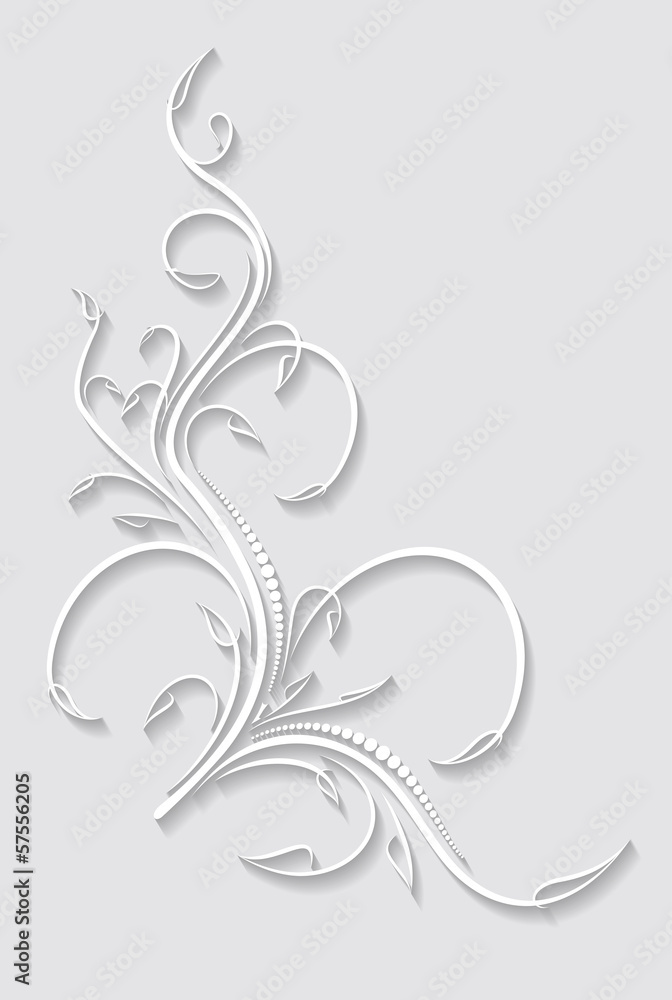 Paper floral corner in cut of paper style Paper floral corner in cut of paper style