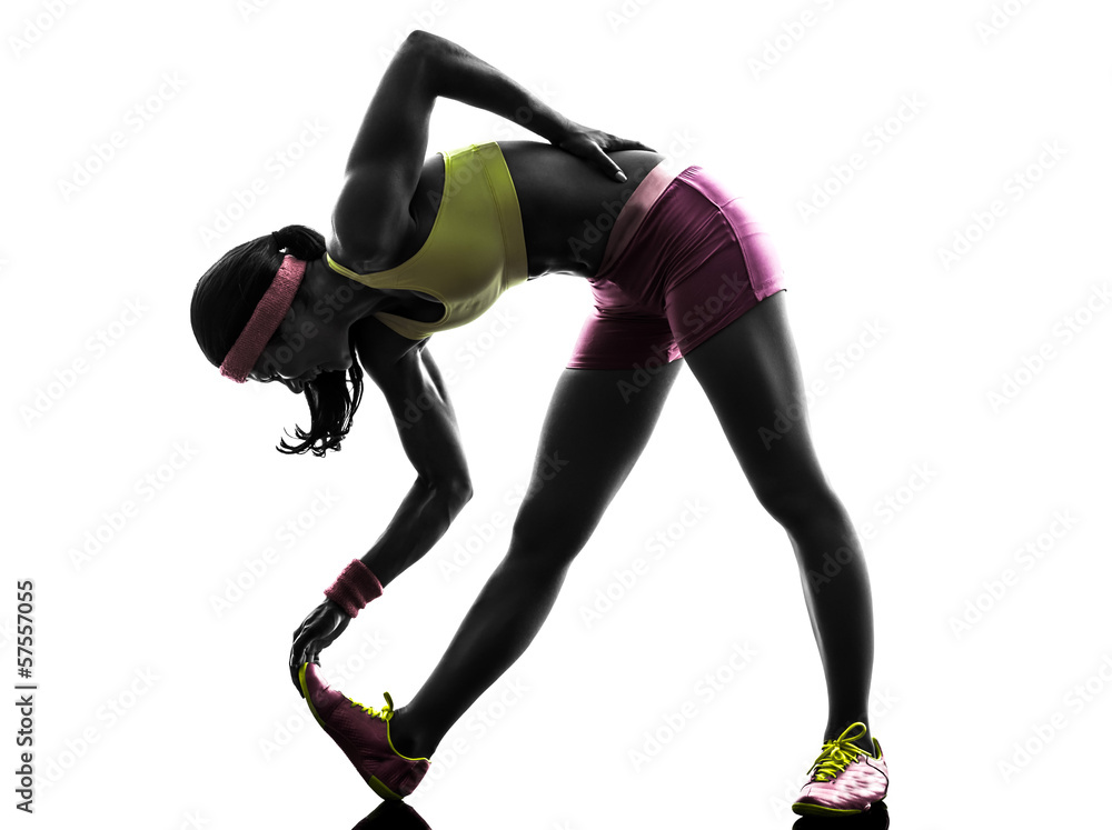 woman runner  stretching silhouette