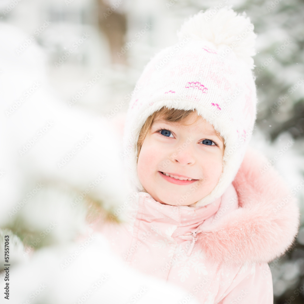Child in winter park Child in winter park