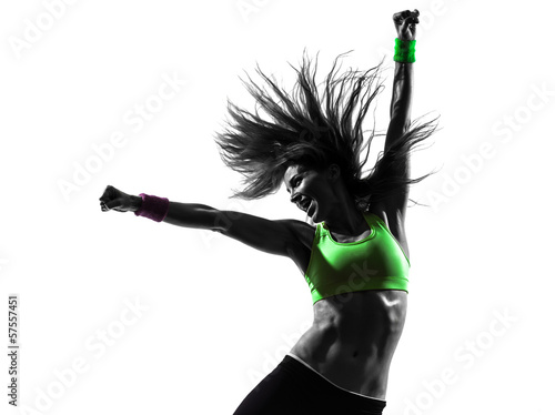 woman exercising fitness zumba dancing silhouette