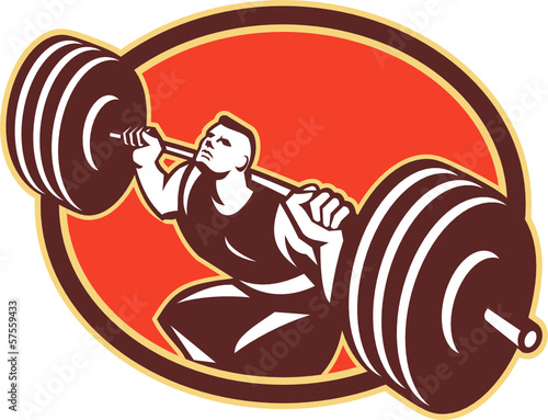 Weightlifter Lifting Barbells Cross-fit Retro