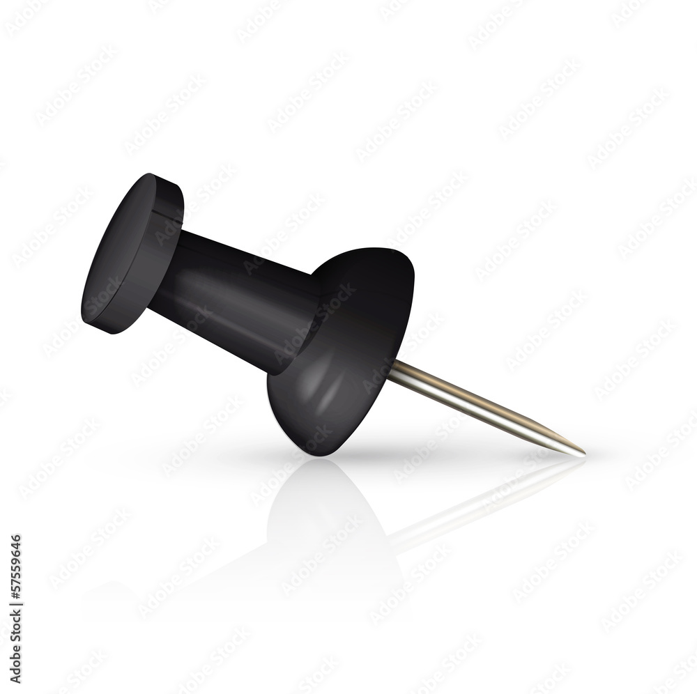 Black pushpin isolated over white. Black pushpin isolated over white.