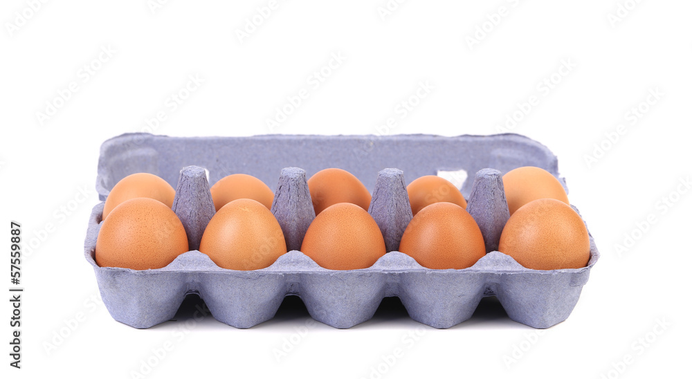 Brown eggs in egg box. Brown eggs in egg box.