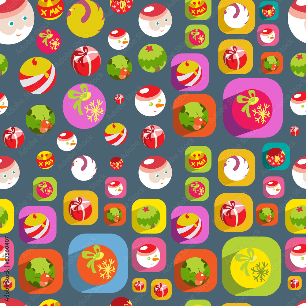Cute Christmas colorful flat seamless background Cute Christmas colorful flat seamless background