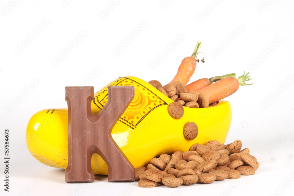 Putting shoes for Sinterklaas eve