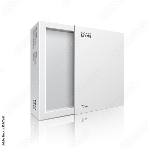 Opened White Modern Software Package Box For DVD